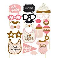20PCS Baby Shower Party Baby Bottle Masks Photo Booth Props On A Stick Pink For Girl Include Stick And Glue