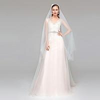 2017 Lanting Bride A-line Wedding Dress - Classic Timeless See-Through Wedding Dresses Court Train V-neck Tulle withAppliques Beading