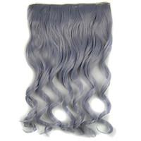 20 inch 5 clips in granny grey body wave synthetic hair extension