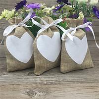 20 Piece/lots Love Heart Vintage Natural Burlap Gift Candy Bags Pouch Jute Gift Bag 9cm14cm