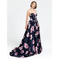 2017 Formal Evening Dress - Pattern Dress A-line Sweetheart Court Train Satin with Pleats