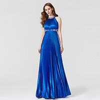 2017 TS Couture Formal Evening Dress - Beautiful Back A-line Jewel Floor-length Satin with Beading Pleats