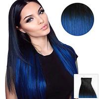 20PCS Tape In Hair Extensions Black To Blue Envy Ombre 40g 16Inch 20Inch 100% Human Hair For Women