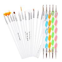 20 Pieces/Set Nail Art Dotting Tools (15 Pieces Manicure Brushes 5 Pieces Dots Pen) Nail Art Pen