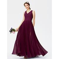 2017 LAN TING BRIDE Floor-length V-neck Bridesmaid Dress - Furcal Sleeveless Chiffon