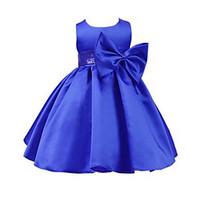 2017 Ball Gown Knee-length Flower Girl Dress - Jersey Sleeveless Jewel with Bow(s) / Sash / Ribbon