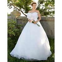 2017 Ball Gown Wedding Dress - Classic Timeless Open Back Sweep / Brush Train Strapless Organza with Bow