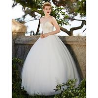 2017 Ball Gown Wedding Dress - Elegant Luxurious Simply Sublime Open Back Floor-length Sweetheart Tulle with Appliques Beading