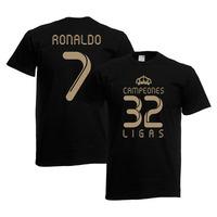 2012 real madrid champions t shirt black ronaldo 7