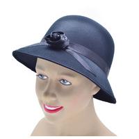 20\'s Black Ladies Satin Hat