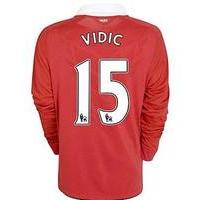 2010-11 Man Utd Nike Long Sleeve Home Shirt (Vidic 15) - Kids
