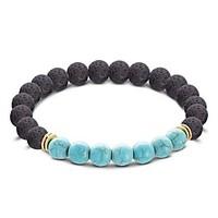 2017 new natural lion black lava stone bracelets balance beads bracele ...