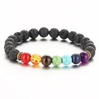 2016 New Natural Black Lava Stone Bracelets Balance Beads Bracelet for Men Women Stretch Yoga Jewelry Christmas Gifts