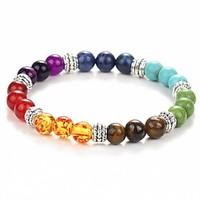 2016 New Natural Black Lava Stone Bracelets Chakra Healing Balance Beads Bracelet for Men Women Stretch Yoga Jewelry Christmas Gifts