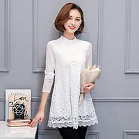 2017 spring new women#39;s lace shirt female long-sleeved shirt Korean Slim was thin and long sections bottoming shirt shirt