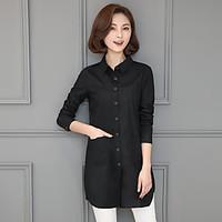 2017 Spring and Autumn new cotton shirt female long-sleeved shirt Korean version of the long section of loose big yards female coat