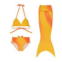 2016 New Fashion Summer Orange Mermaid Tail Princess 3pcs/set Bikini Swimsuit(Bikini topUnderwear Tail)for 3~10Yrs