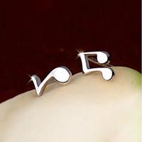2016 Korean Unisex 925 Silver Sterling Silver Jewelry Earrings Music Note Stud Earrings 1Pair