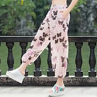 2017 new butterfly chiffon 9 pants casual pants straight jeans pants