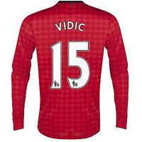 2012-13 Man Utd Nike Long Sleeve Home (Vidic 15) - Kids