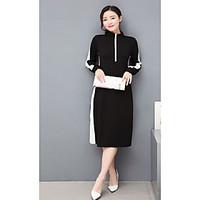 2017 spring new women#39;s fashion loose black dress Korean long-sleeved dress women long section of the Spring and Autumn