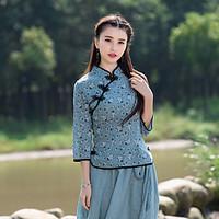 2016 new Chinese national wind female costume Han Chinese clothing cheongsam improved sleeve cotton T-shirt