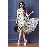 2016 summer new luxury sexy silk sleeveless print dress long section of the big skirt