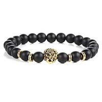 2017 New Natural Lion Black Lava Stone Bracelets Balance Beads Bracelet for Men Women Stretch Yoga Jewelry