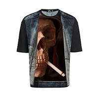 2017 European and American Personalized T-shirt printing M 3d perspective Amazon smoking skull burst models