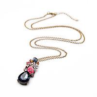 2016 Retro Statement Jewelry Summer Fashion Long Chain Colorful Crystal Flower Pendant Necklaces For Women