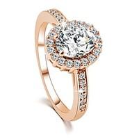 2016 Engagement Ring Real 18K Gold Plated Micro Inlay AAA Zircon Fashion RingsImitation Diamond Birthstone