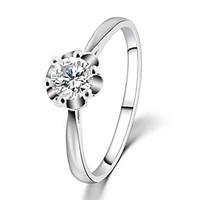 2016 Engagement Ring Flower Real 18K Platinum Plated Micro Inlay AAA Zircon Fashion RingsImitation Diamond Birthstone