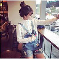 2015 spring loose big yards was thin strap casual denim shorts female  ...