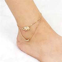 2017 Fashion Crystal Lucky Alloy Elephant Pendant Beads Chain Double Anklet For Women Beach Body Jewelry Summer Style For Daily Casual 1 pc