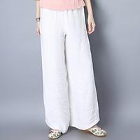 2017 Spring Chinese style cotton wide leg pants costume national wind retro casual loose linen trousers female