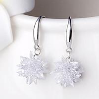 2016 Korean Women 925 Silver Sterling Silver Jewelry Crystal Flower Earrings Drop Earrings 1Pair