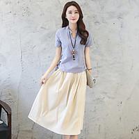 2017 # new leisure loose cotton dress two-piece female Korean Slim stylish short-sleeved suit skirt