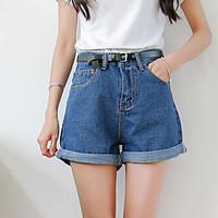 2017 Sign same paragraph curling wide leg loose big yards Korean BF wind denim shorts send belt