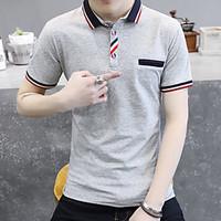 2017 summer new short-sleeved polo shirt male Korean Slim lapel short-sleeved T-shirt solid color half-sleeved
