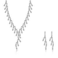 2016 Noble Luxury Classic Wedding Bridal Silver Zircon Necklace Earrings Party Jewelry Set