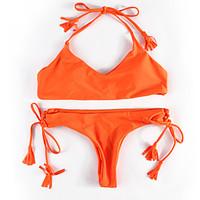 2017 New Women\'s Bikini Swimwear Lace Up Orange color Swimsuit fringe