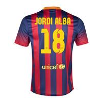 2013-14 Barcelona Home Shirt (Jordi Alba 18) - Kids