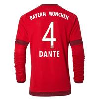 2015-16 Bayern Munich Long Sleeve Home Shirt (Dante 4)