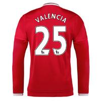 2015-2016 Man Utd Long Sleeve Home Shirt (Valencia 25) - Kids