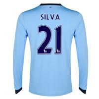 2014-15 Man City Long Sleeve Home Shirt (Silva 21)