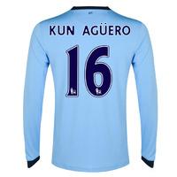 2014-15 Man City Long Sleeve Home Shirt (Kun Aguero 16)