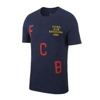 2017-2018 Barcelona Nike Crest Football T-Shirt (Navy)