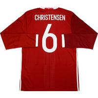 2016 Denmark Adizero Player Issue Home L/S Shirt Christensen #6