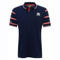 2016-2017 Scotland Macron Rugby Travel Cotton Polo Shirt (Navy)