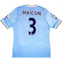 2013-14 Manchester City Match Issue Home Shirt Maicon #3